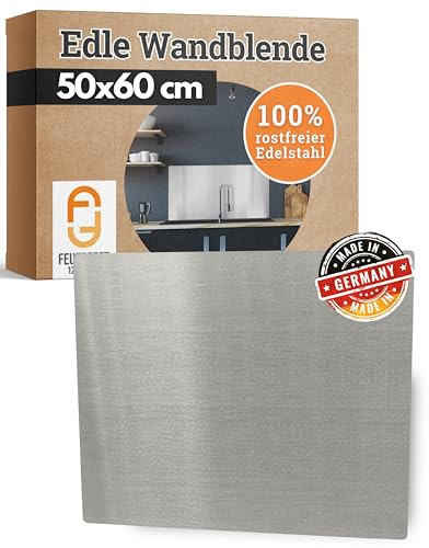 Feuerfest 123 Wandverkleidung I 500x600mm I Hochwertige Küchenrückwand aus 100% rostfreiem Edelstahl I Stilvoller Küchen-Rückwandschutz I Robuster Küchenwand-Spritzschutz aus präziser Handarbeit