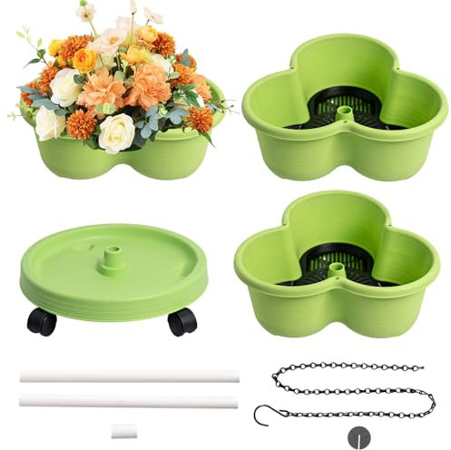 Aiuola rialzata verticale – aiuola di verdure – 3 livelli torre di piante con ruote rimovibili e strumento per erbe da cucina fragole fiori terrazza balcone giardino