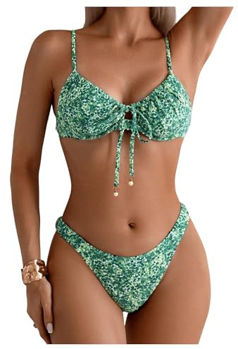 Giyaluzw Damen Bikini-Set (DE/NL/SE/PL, Alphanumerisch, M, Regular, Regular, Grün)