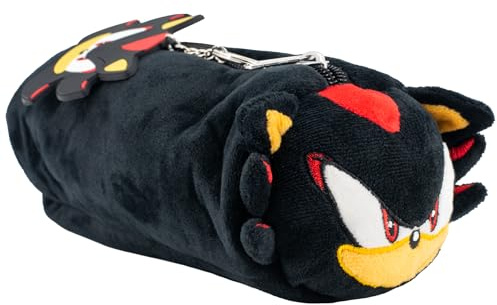 AI ACCESSORY INNOVATIONS Shadow Soft Plush Multi-Function Storage Case, Sonic The Hedgehog Plush Bag Charm with 3D Features, Black