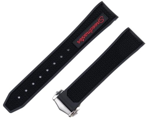 hoosouk Fluorkautschuk-Uhrenarmband für Omega Speedmaster Racing Chronograph Gamma 58 Seamaster 600 Dark Side Moon Ball Uhrenarmband(Red,20-18mm)