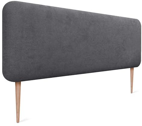 DHOME Gepolstertes Glattes Abgerundetes Kopfteil aus Aqualine-Stoff mit Beinen für Wand Akustik-Kopfteile Schalldämmend Kopfende Bett Schlafzimmer (Aschgrau, 160cm)