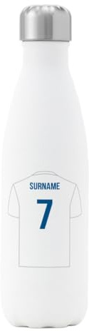 Go Find A Gift Bouteille d'eau isotherme personnalisable pour supporters de Leeds United, capacité de 500 ml – Blanc – Acier inoxydable – Idéal pour les fans de Blancs