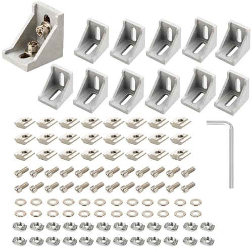 12x FELINAT Aluminium Eckwinkel für Aluprofil 30x30 mm – Winkelverbinder, Befestigungsmaterial für 3D-Drucker, CNC & DIY