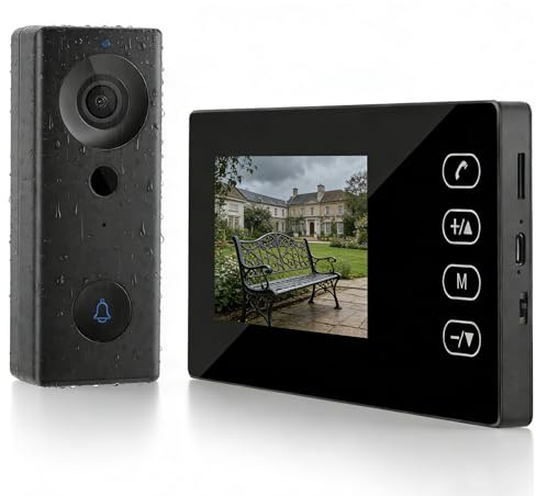 Campanello Senza Fili da Esterno con telecamera, Video Campanello, videocitofono impermeabile 1080P con schermo da 4,3 pollici, Telecamera 170°Angolo Visuale, Audio Bidirezionale, visione notturna