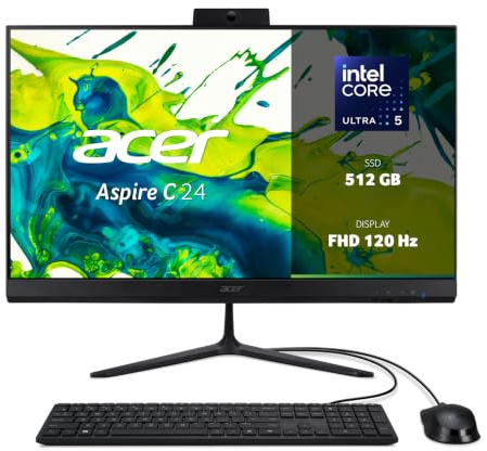 Acer Aspire C24B-GMTL Computer Fisso All in One 23.8 FHD 120 Hz IPS | Intel Core Ultra 5 115U, Ram 8 GB DDR5, 512 GB SSD, Intel Graphics, WiFi 6, Webcam, Windows 11 Home