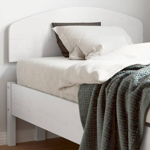 QZZCED 75 cm Solid Pine Wood Headboard in White, Classic Design for Bed Frame Support, Sturdy Backrest for Reading and Watching TV, Rustic Natural Material with Straight Grain