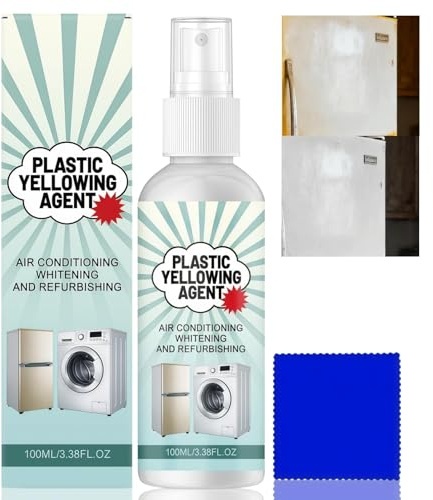 100ml Powerful Plastic Yellowing Remover,All Purpose Cleaner,Yellow Stain Remover,Fast-Acting Plastic Yellowing Remover with Cleaning Cloth,for Appliances Restores Surfaces Safe on Wall Floors