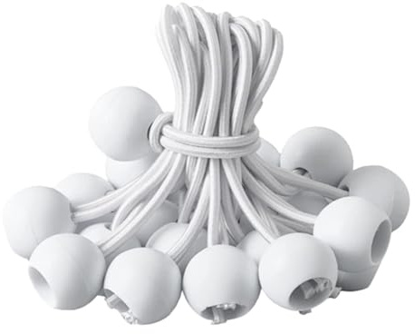 HOLIDYOYO Sangles Élastiques à Boules 10 CM Blanc Lot de 50, Cordons Résistants pour Fixation de Tentes, Bâches et Accessoires Extérieurs