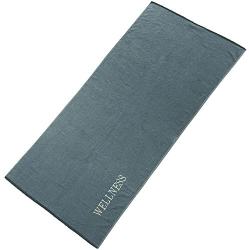 aqua-textil Wellness Saunatuch Doppelpack 80 x 200 cm Uni grau Baumwolle Frottee Sauna Handtuch Strandtuch