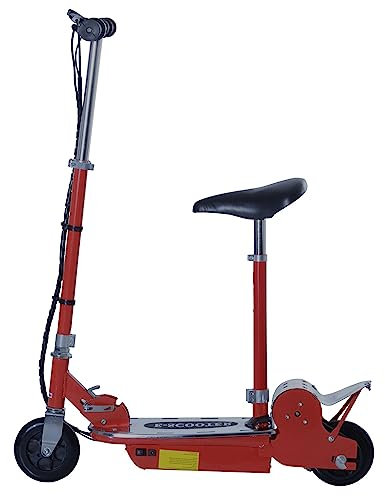 HOMCOM 120W Foldable Powered Scooters with 24V Rechargeable Battery, Adjustable Ride on Toy (Red)