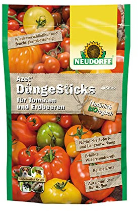 Azet DüngeSticks für Tomaten und Erdbeeren, aus natürlichen Rohstoffen 40 Sticks im Standbodenbeutel