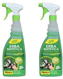 Chimiver - Clean Garden Pronto Kit 2 Piezas | Limpiador alcalino Listo para el Uso a acción sanitizante para césped sintético residencial. Kit 2 Botellas de 750ml