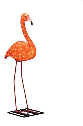 Konstsmide LED Acryl Flamingo, groß, 96 bernsteinfarbene Dioden, 24V Außentrafo, weißes Kabel - 6273-803