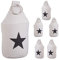 Relaxdays 6er Set Türstopper Stern, Türpuffer Stoff, Türsack Boden, extra hoch, mit Griff, dekorativ, HxD: 23 x 11 cm, grau