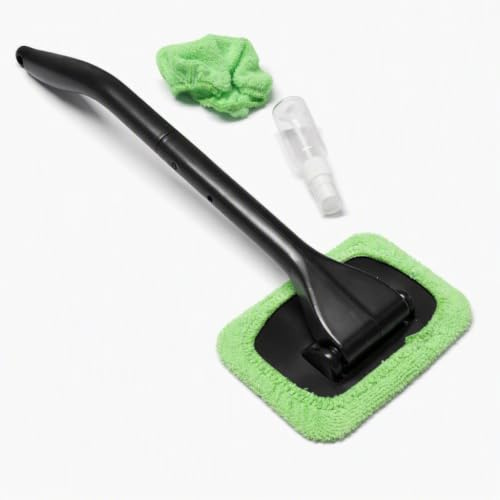 Long Reach Microfibre Interior Windscreen Cleaner & Spray Bottle - Glass Wipe Pad Demister Clean
