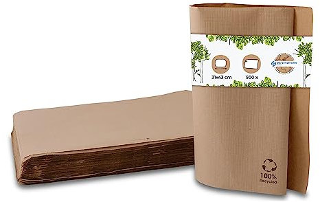 BIOZOYG Papiertischset aus Recyclingpapier I Platzdeckchen eckig Tischset Platzset Papier 500 Stück ungebleicht I Einweg Esstisch Unterlage für Teller Besteck Tassen Papierplatzsets 31x43 cm braun