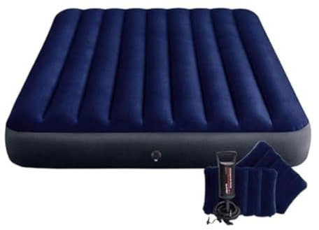 Intex Aufblasbare Matratzenpumpe 2 Kissen Blue Queen 64765