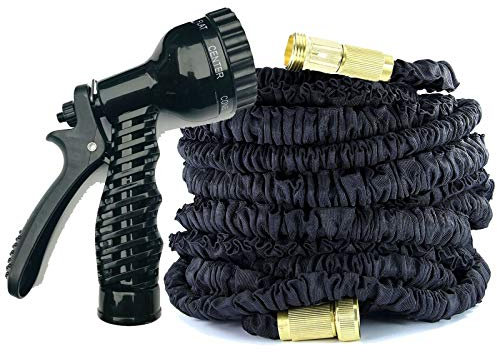 Lucn 200FT Hose Pipe 3 Times x Magic Expanding with Spray Gun For Car Garden Pet Leakproof Hose with Brass Fiiting for 3/4 Faucet, 7 Modes Spray Gun (Black