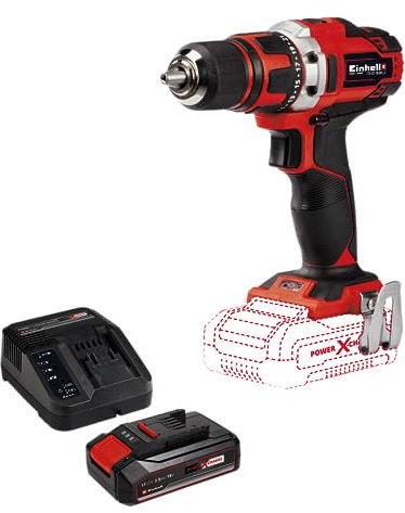 Einhell Perceuse Visseuse sans fil TE-CD 18/40 Li-Solo - Power X-Change (Li-ion, 18V, Couple 40 Nm, Eclairage LED) avec Chargeur et Batterie 2,5Ah