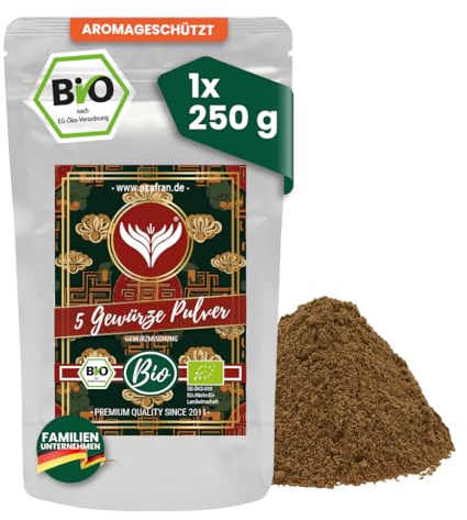 Azafran BIO 5 Gewürze Pulver, Fünf Gewürze, chinesische Gewürzmischung 250g | Ideal für Asia Saucen, Wokgerichte und Marinaden
