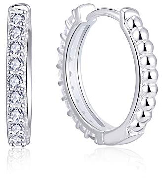 Starnny Damen Creolen Ohrringe Silber 925 mit 3A Zirkonia weiß Ohrringe Schmuck Geschenk für Sie Fraun