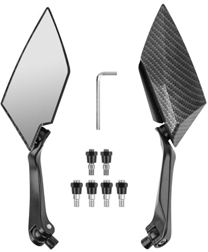 TOTMOX 8mm/10mm Motorrad Seitenspiegel Universal Carbon Style Diamond Blade Design Aluminium Spiegel für Motorrad,Motorrad Scooter Mope,etc.