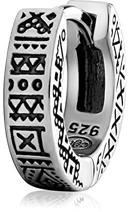 NKlaus Einzel 12mm Keltische vierkant Creole 925 Sterling Silber Gothic Bali Ohrring 3095