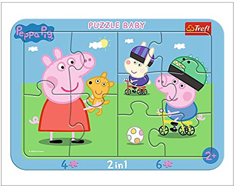 Trefl, Puzzle, Rahmenpuzzle mit Unterlage, 10 Teile, Peppa Pig, für Kinder ab 2 Jahren