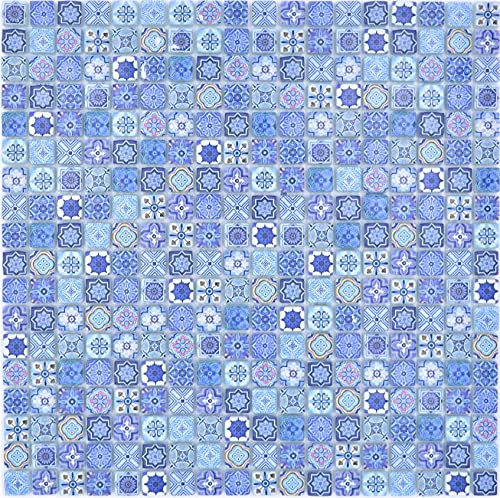 Mosaikfliese Glasmosaik Kombi Retro Biscuit blau