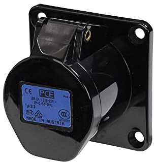 pce 16 A, 230 V, 2P+E, schwarze Panelbuchse (313–6X).