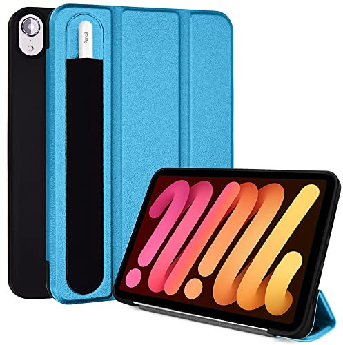 TECHGEAR iPad Mini 7 / Mini 6 (7th & 6th Generation) Smart Case [Pencil Holder] Slim Flip Case Stand Cover with Corner Protection [Auto Wake/Sleep] for iPad Mini 8.3 2024/2021 - Light Blue