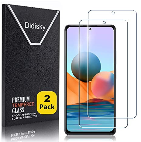 Didisky Protector de pantalla de vidrio templado para Xiaomi Poco X3 NFC / X3 Pro/Mi 10T Lite 5G, [2 unidades] 9H, fácil de instalar