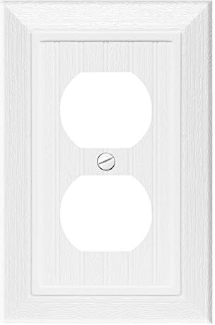 Plaque murale décorative moderne pour interrupteur de prise de courant, motif vintage rétro grain de bois (lot de 10, blanc)