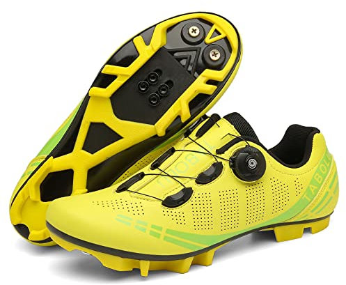 Uhclrr Herren MTB-Radschuhe Mountainbike-Schuhe Atmungsaktive Outdoor-Radschuhe Kompatibel Mit SPD-Stollen(42, Yellow)