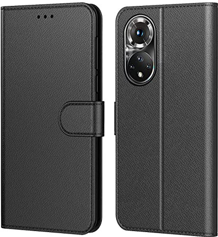Tenphone Coque pour Honor 50 5G, Coque pour Huawei Nova 9, Etui Protection Housse Premium en Cuir PU,Pochette Fermeture Magnétique,Flip Case Compatible avec Honor 50 / Nova 9 (Book Noir)
