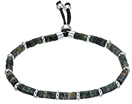 s.Oliver Armband Edelstahl Herren Armschmuck, mit Jaspis, 20+2 cm, Silber, Kommt in Schmuck Geschenk Box, 2033925
