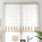 Devola Pastorale Art Scheibengardine Transparente Peacock-Muster Stickerei Bistrogardinen Cáfe Gardine Privatsphäre Fenstervorhang Kurzstores HxB 100x90cm Kaffee 1er Pack