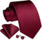 Enlision Burgund Rot Krawatte Herren Seide Hochzeit Krawatten und Einstecktuch mit Manschettenknöpfe Set Elegant Einfarbig Seidenkrawatte mit Taschentuch Business Party
