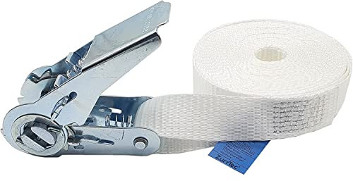Spanngurt Zurrgurt Klemmschloss LC 800 daN 25 mm Breit Pool Zelt Extra Lang (Weiß, 10 Meter)