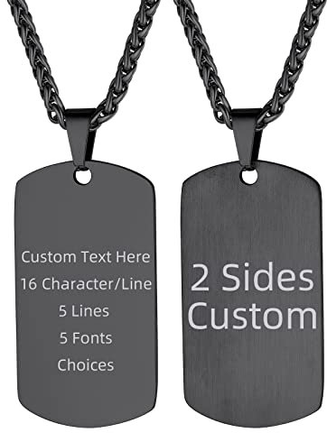 Supcare Frauen Hundemarke mit Gravur Militär Kette Edelstahl Dogtag Kette Schwarz Halskette Anhänger Militär Kette Custom Kettenhalsband Hundehalsband Necklace Personalisiert Modeschmuck für Muti