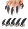5 pièces punk style faux ongles transparent Crystal claw Ring (noir) Ensemble de Bagues de Faux Ongles Griffes de Costume dHalloween Bagues Punk Gothique