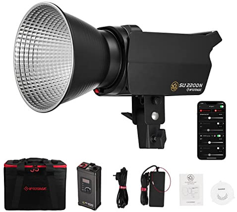 IFOOTAGE SL1 220DN Luz de Video LED, 220W Iluminación LED Continua con Luz Diurna de 5600k, CRI 98+, Brillo 42000 Lux a 1m,8 Efectos de Iluminación,Control de App,para Grabación de Video Profesional