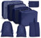 OSDUE Koffer Organizer Set 8-teilig, Packing Cubes, Wasserdichte Reise Kleidertaschen, Packtaschen für koffer, Verpackungswürfel mit Schuhbeutel, USB Kabel Tasche (Navy Blau)