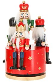 TIMSTOR - Carillon con Schiaccianoci Soldatini di Natale Musicale 20cm Rosso Legno