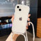 Rokmym Coque pour iPhone 13 avec Cordon de Collier, Transparent Coque Grande Bordure ondulée en Silicone Bumper Coque (Longueur réglable) Protection Anti-Choc Housse pour iPhone 13