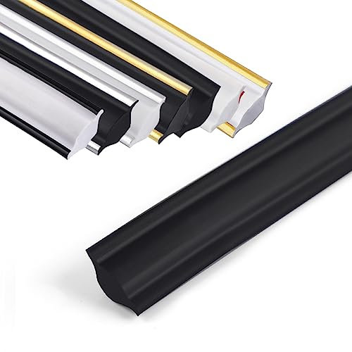 GHIBFBT Moulure de plafond autocollante - 5 m - En PVC - Flexible et légère - Pour bords muraux, bords de carrelage (noir/petit)