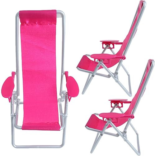 SAFIGLE 3 Stück Faltbare Strandkörbe Für Puppenhaus Rosa Kleine Strandkörbe Miniatur-Strandkörbe Mini-Klappbarer Strandkorb Puppenhaus-Ministuhl-Möbel Puppenhaus-Miniatur-Möbelzubehör