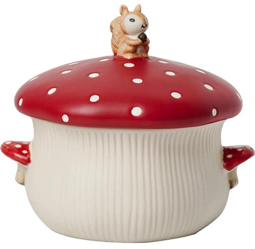 CAPIJIONG Il forno a microonde in ceramica colorata con fungo rosso può essere utilizzato per insalatiere e tazze in ceramica carine e creative, ciotola per noodle con coperchio