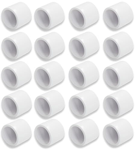 Moicstiy Tapón de extremo de tubo de PVC blanco de 1/2 pulgada, adaptador de enchufe para invernadero, cobertizo, muebles, uso industrial, fontanero (paquete de 20)